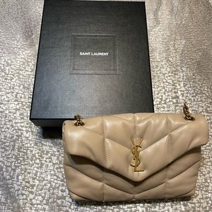 Saint Laurent Toy Puffer Quilted Lambskin in Dark Beige